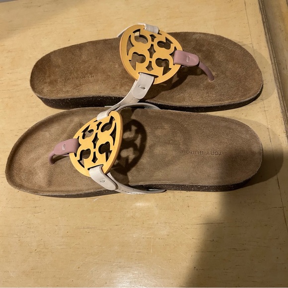 Tory Burch womens miller cloud calf leather cork sandals size 10.5 style 89471 - Picture 6 of 13